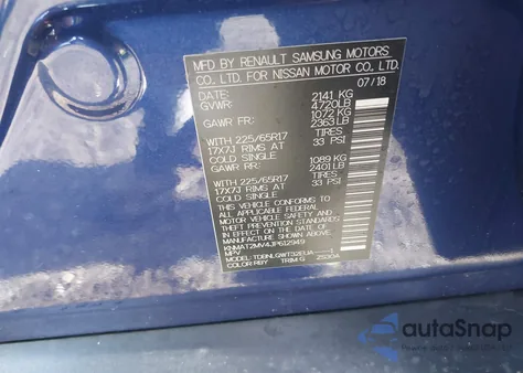 2018 Nissan Rogue Sv z USA, uszkodzony, nr VIN KNMAT2MV4JP612949